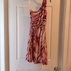 One shoulder multi color dress